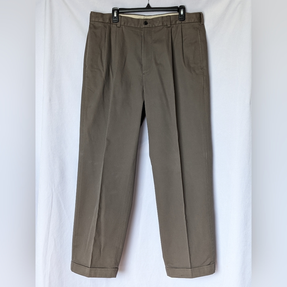 🌷EUC Brooks Brothers Elliot Fit Brown Advantage Chino Pleated Pants Size 37x30